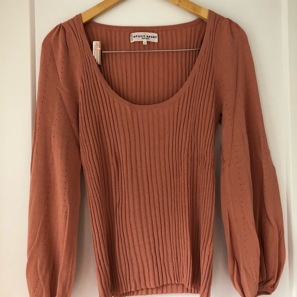 Apiece Apart cinnamon ribbed cotton top, size L